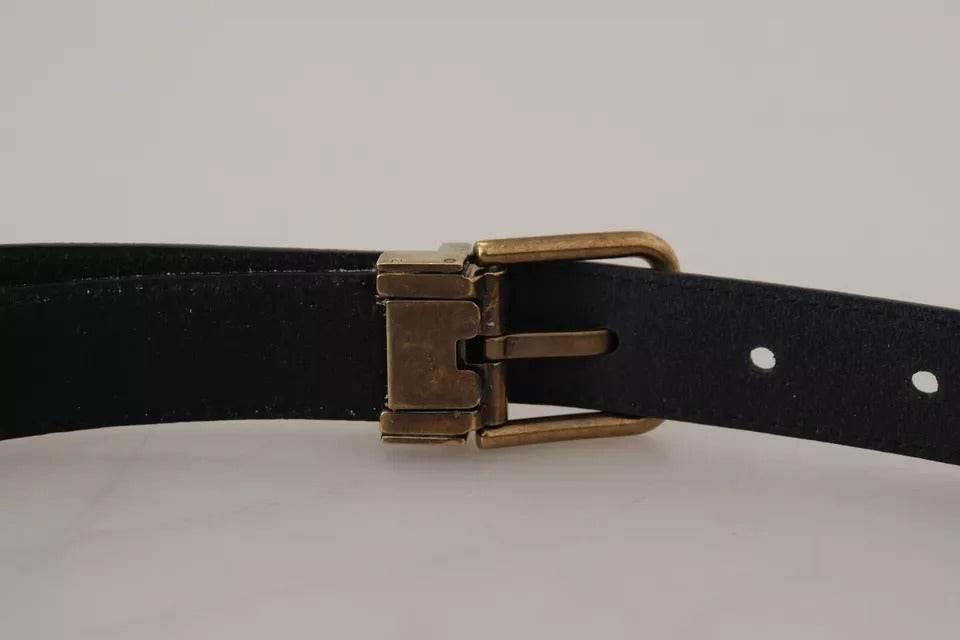 Dolce & Gabbana Beige Velvet Leather Gold Tone Metal Buckle Belt - Hilstor