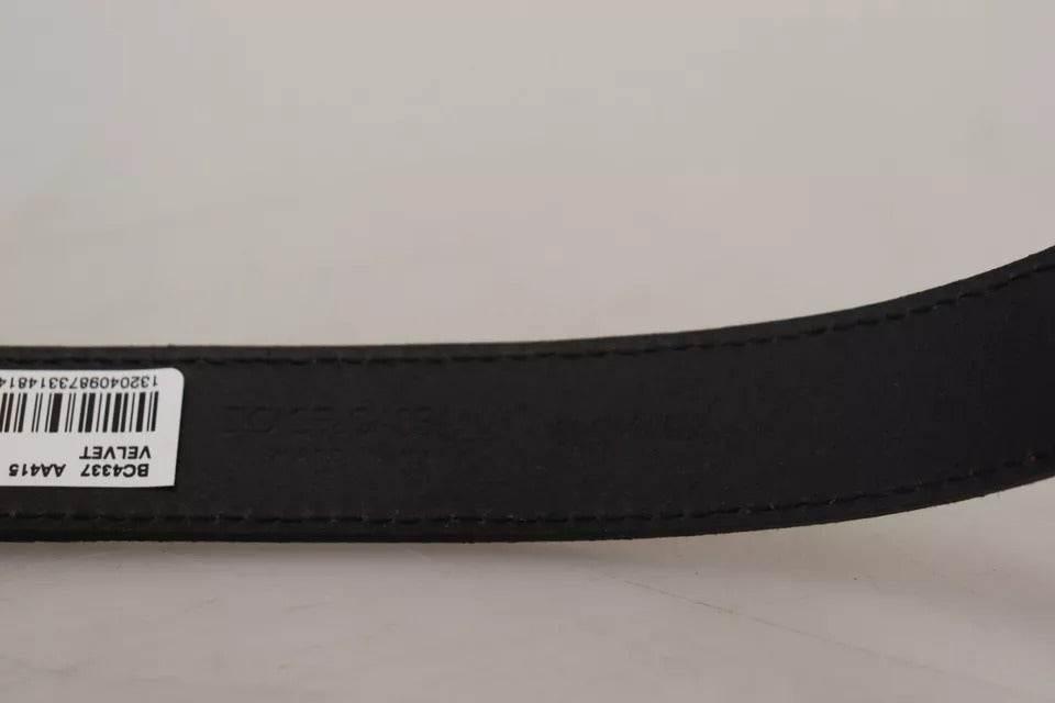 Dolce & Gabbana Beige Velvet Leather Gold Tone Metal Buckle Belt - Hilstor