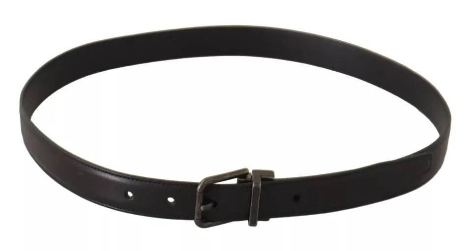 Dolce & Gabbana Black Calf Leather Antique Buckle Men Belt - Hilstor