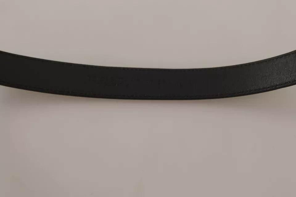 Dolce & Gabbana Black Calf Leather Antique Buckle Men Belt - Hilstor