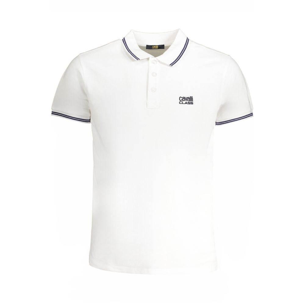 Cavalli Class White Cotton Polo Shirt - Hilstor