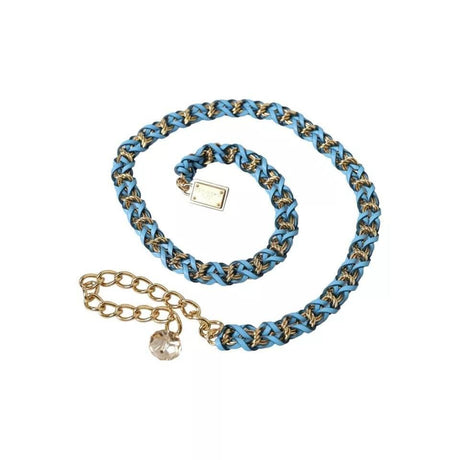 Dolce & Gabbana Blue Braided Gold Brass Chain Waist Belt - Hilstor