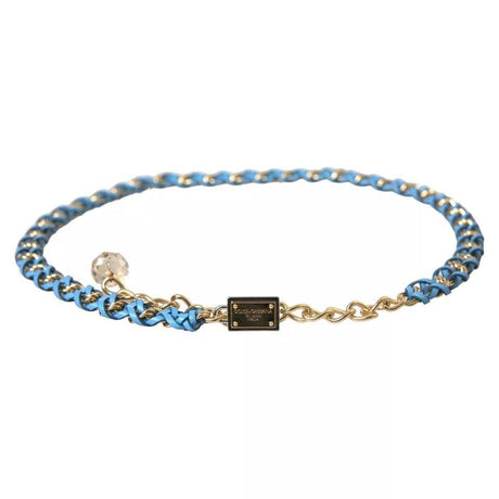 Dolce & Gabbana Blue Braided Gold Brass Chain Waist Belt - Hilstor