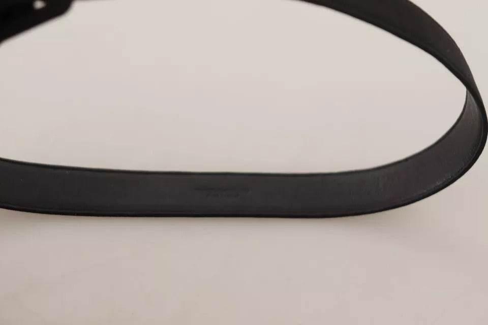 Dolce & Gabbana Black Velvet Leather Logo Waist Buckle Belt - Hilstor