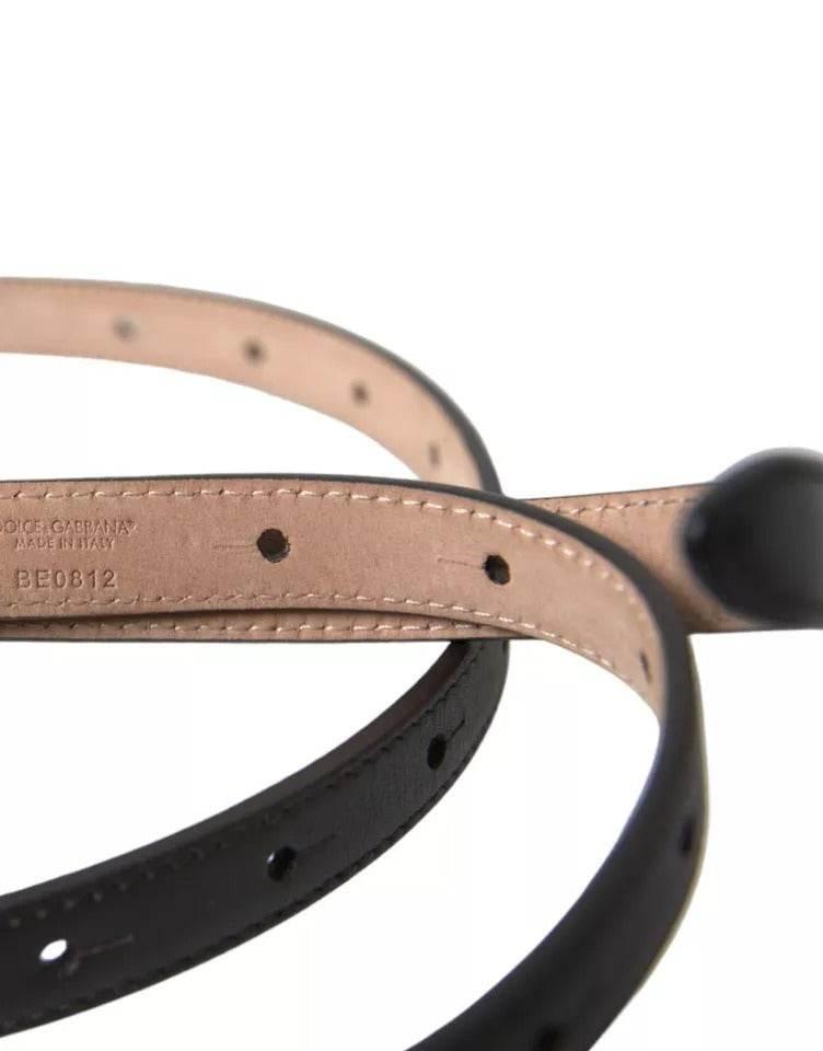 Dolce & Gabbana Dark Brown Leather Gold Metal Buckle Women Belt - Hilstor