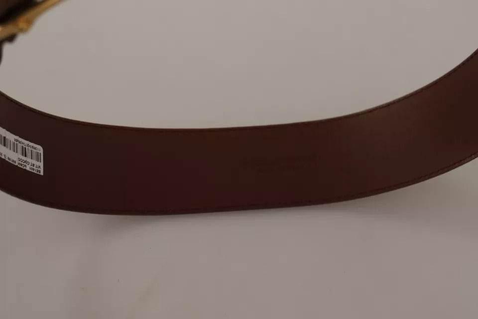 Dolce & Gabbana Brown Wide Waist Leather Gold Oval Metal Buckle Belt - Hilstor