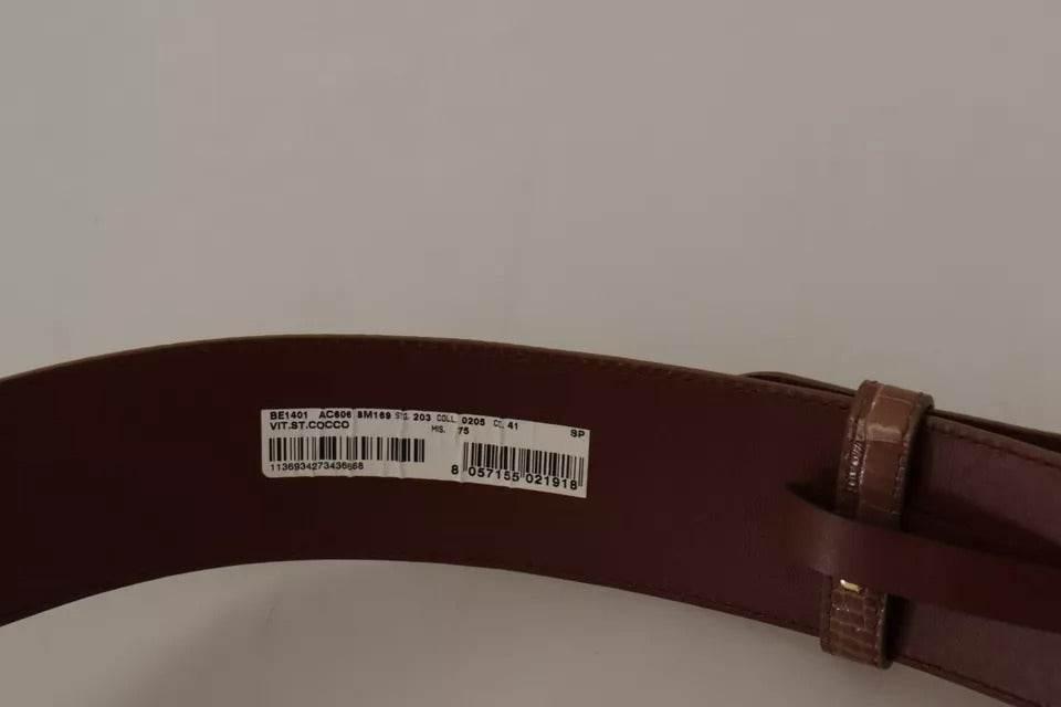 Dolce & Gabbana Brown Wide Waist Leather Gold Oval Metal Buckle Belt - Hilstor