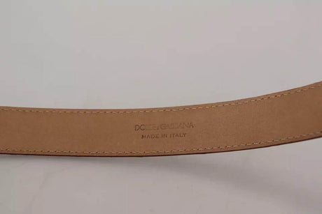 Dolce & Gabbana Brown Leather Gold Engraved Metal Buckle Belt - Hilstor