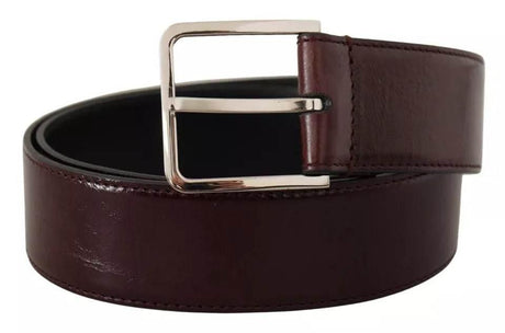 Dolce & Gabbana Dark Brown Leather Logo Engraved Metal Buckle Belt - Hilstor