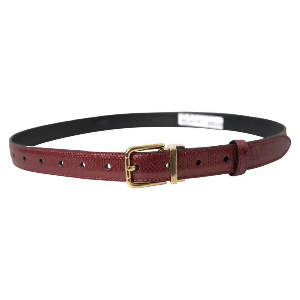 Dolce & Gabbana Maroon Leather Gold Metal Buckle Men Belt - Hilstor