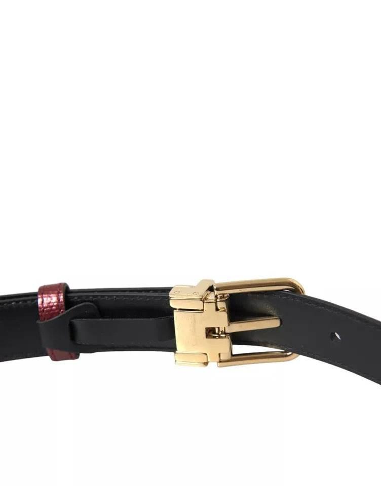 Dolce & Gabbana Maroon Leather Gold Metal Buckle Men Belt - Hilstor