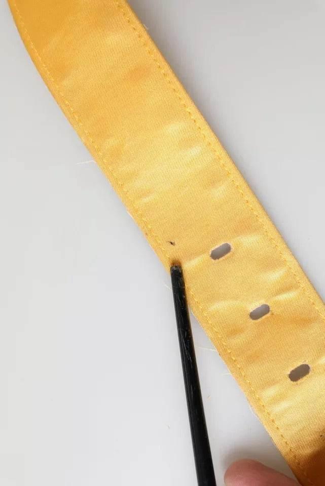 Dolce & Gabbana Gold Satin Leather Oval Metal Buckle Belt - Hilstor