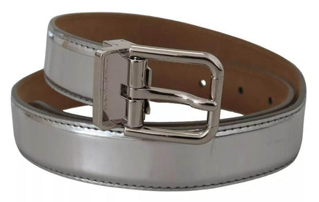 Dolce & Gabbana Silver Leather Metal Buckle Belt - Hilstor