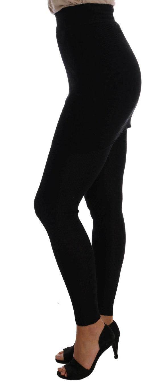 Dolce & Gabbana Elegant Black Cashmere Silk Stretch Pants - Hilstor