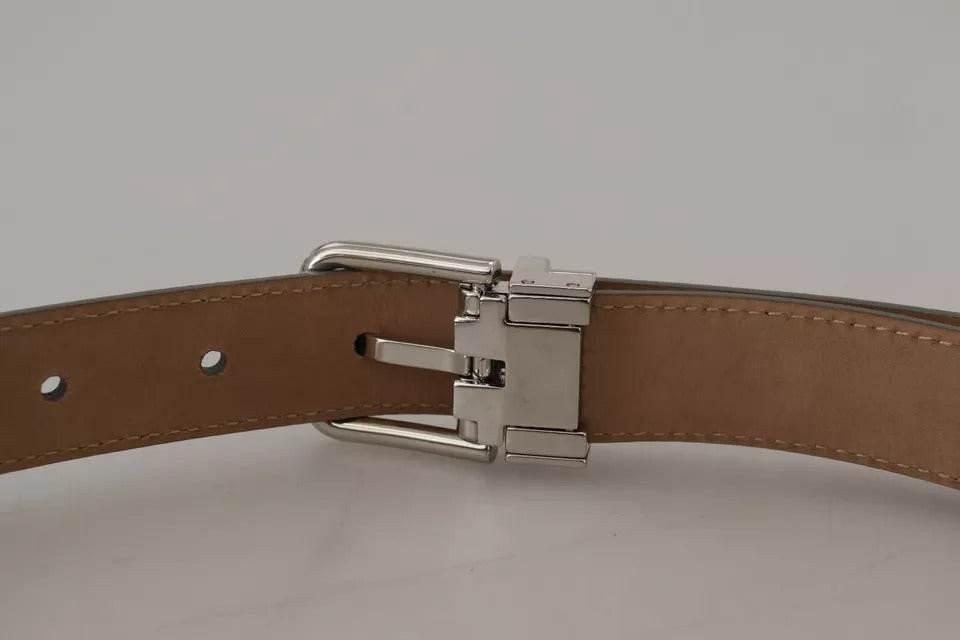 Dolce & Gabbana Silver Leather Metal Buckle Belt - Hilstor
