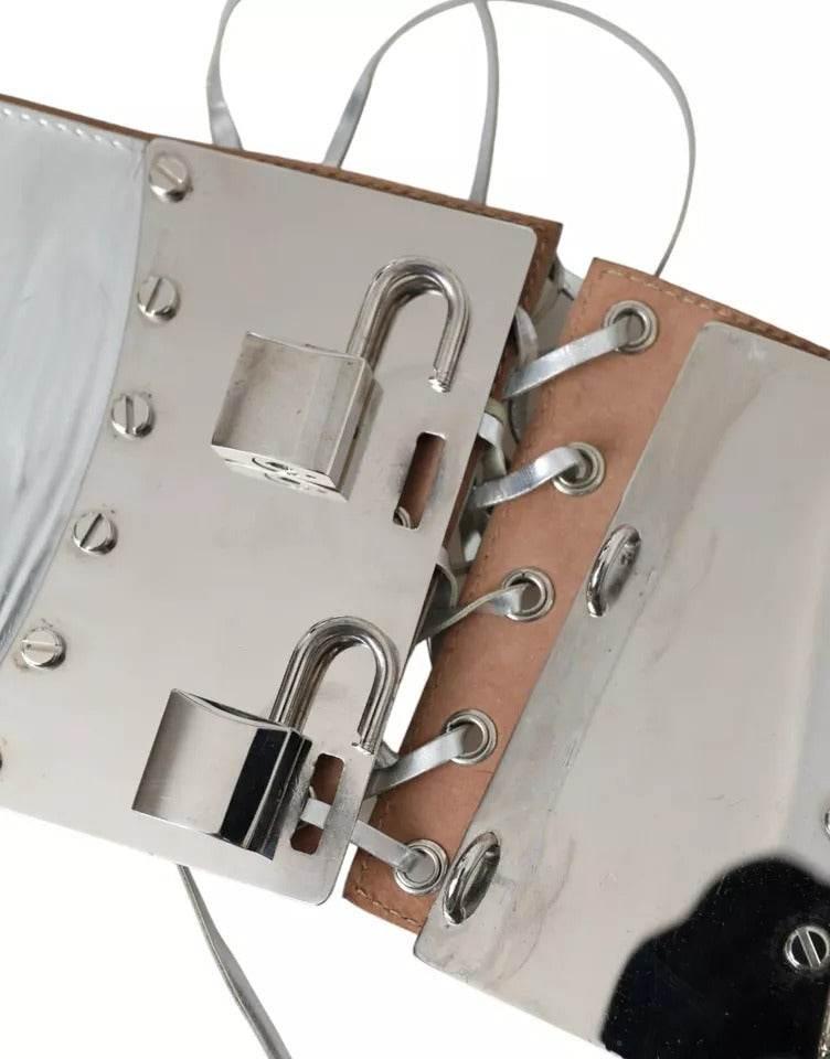 Dolce & Gabbana Silver Tone Brass Embellished Waist Belt - Hilstor