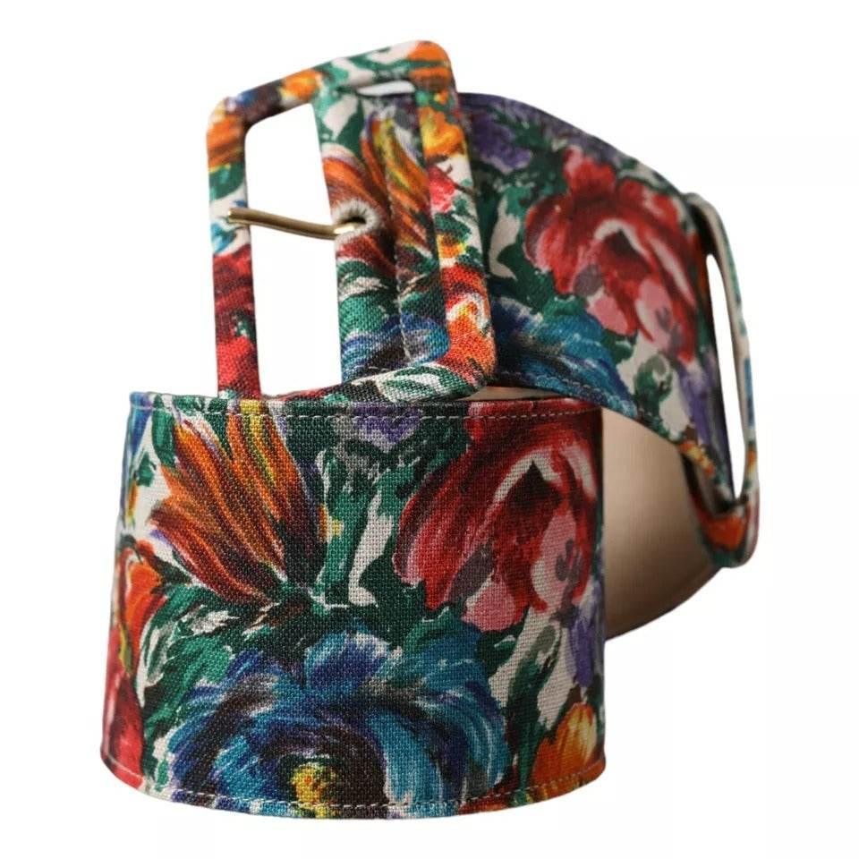 Dolce & Gabbana Multicolor Carretto Fabric Wide Waist Belt - Hilstor
