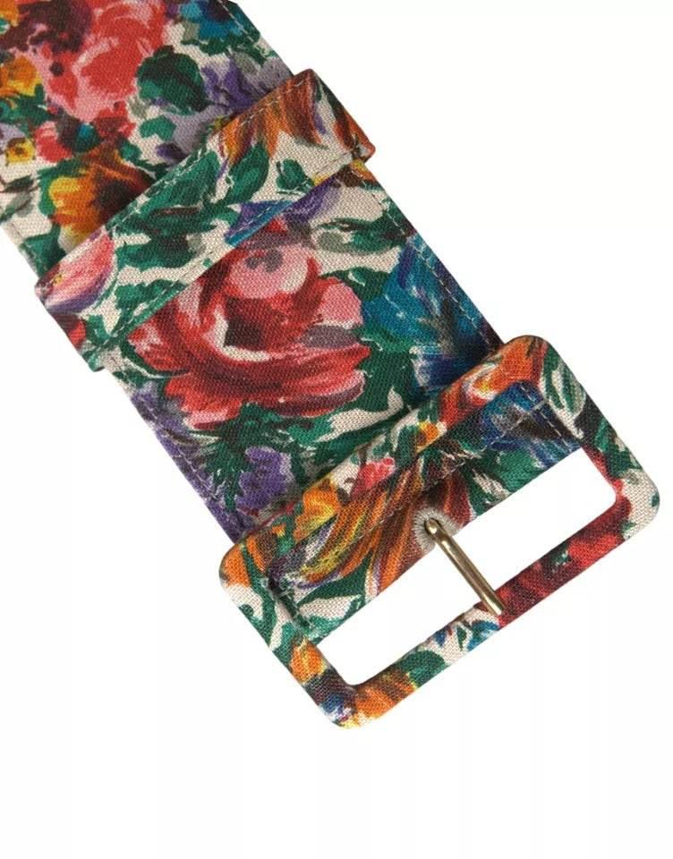 Dolce & Gabbana Multicolor Carretto Fabric Wide Waist Belt - Hilstor