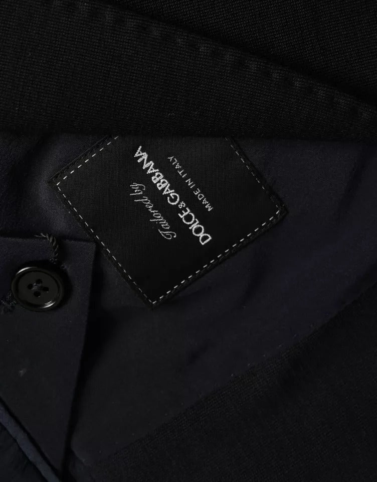 Dolce &amp; Gabbana Blue Wool Notch Single Breasted Coat Blazer