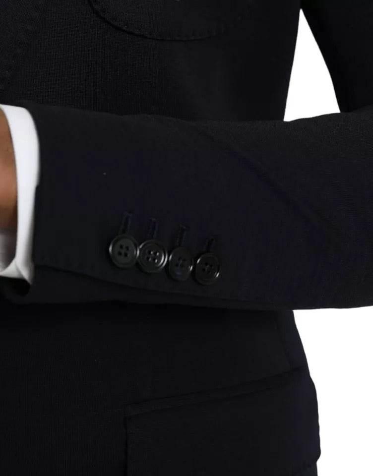 Dolce & Gabbana Blue Wool Notch Single Breasted Coat Blazer - Hilstor