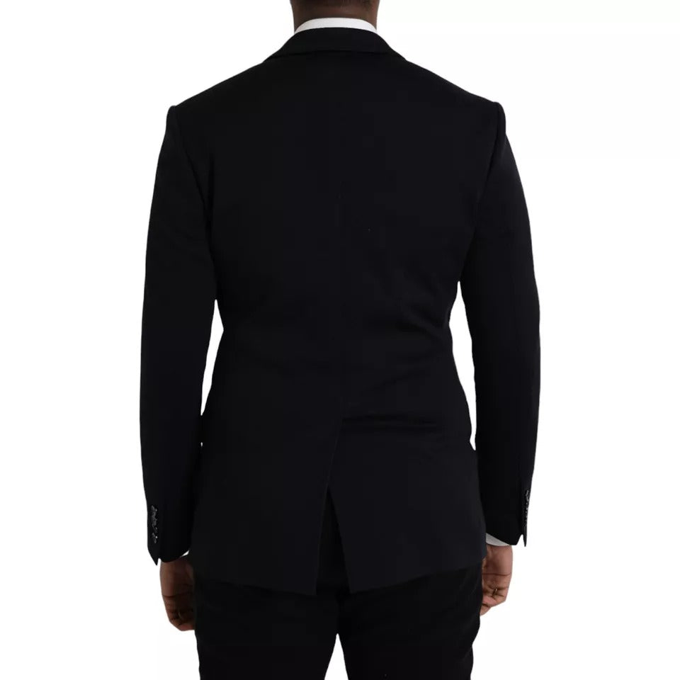 Dolce &amp; Gabbana Blue Wool Notch Single Breasted Coat Blazer