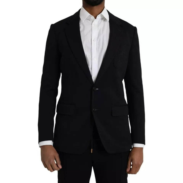 Dolce & Gabbana Blue Wool Notch Single Breasted Coat Blazer - Hilstor