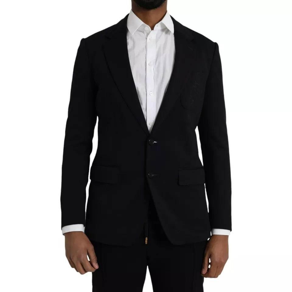 Dolce & Gabbana Blue Wool Notch Single Breasted Coat Blazer - Hilstor