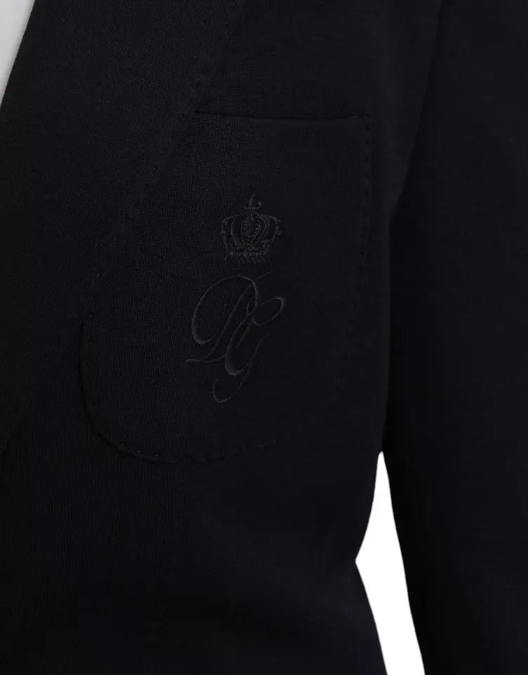 Dolce &amp; Gabbana Blue Wool Notch Single Breasted Coat Blazer