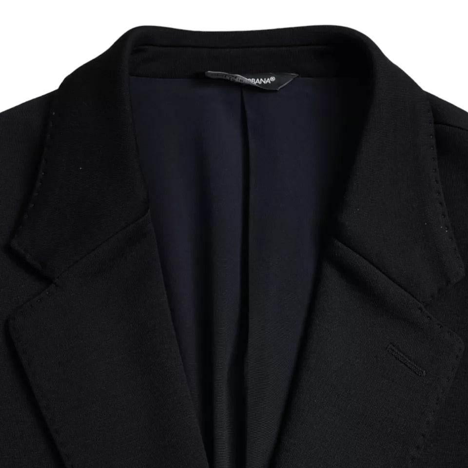 Dolce & Gabbana Blue Wool Notch Single Breasted Coat Blazer - Hilstor