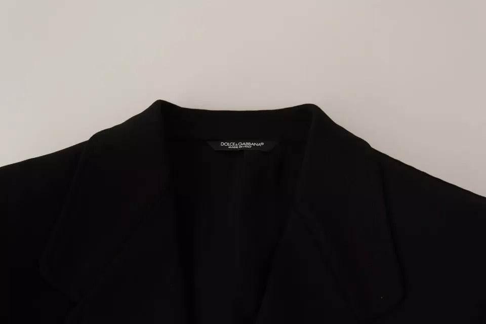 Dolce & Gabbana Black Wool Slim Fit Coat Jacket Blazer - Hilstor