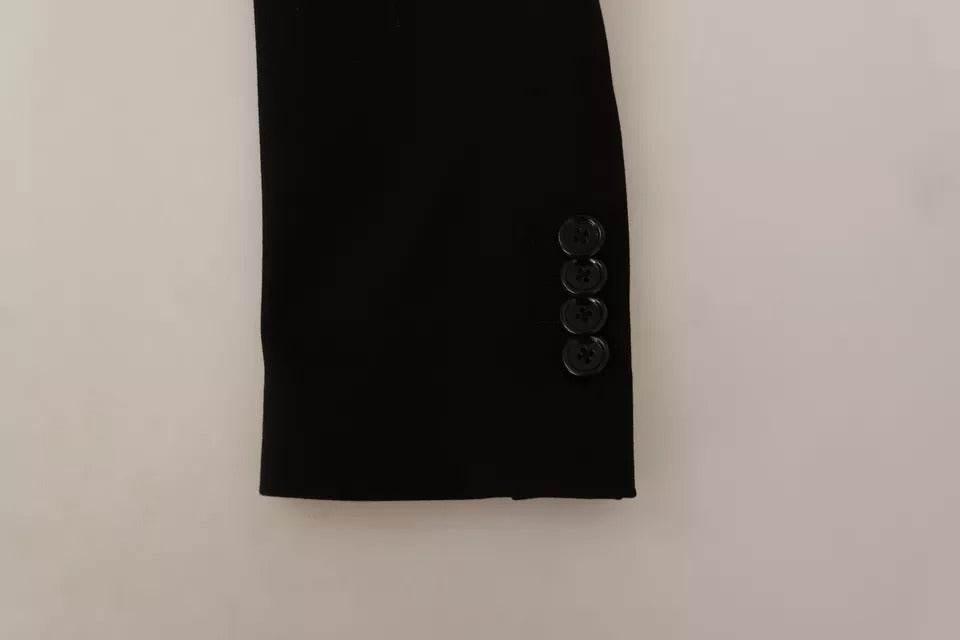 Dolce & Gabbana Black Wool Slim Fit Coat Jacket Blazer - Hilstor
