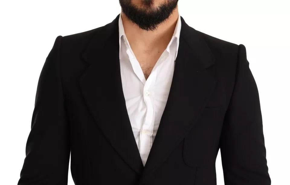 Dolce & Gabbana Black Wool Slim Fit Coat Jacket Blazer - Hilstor