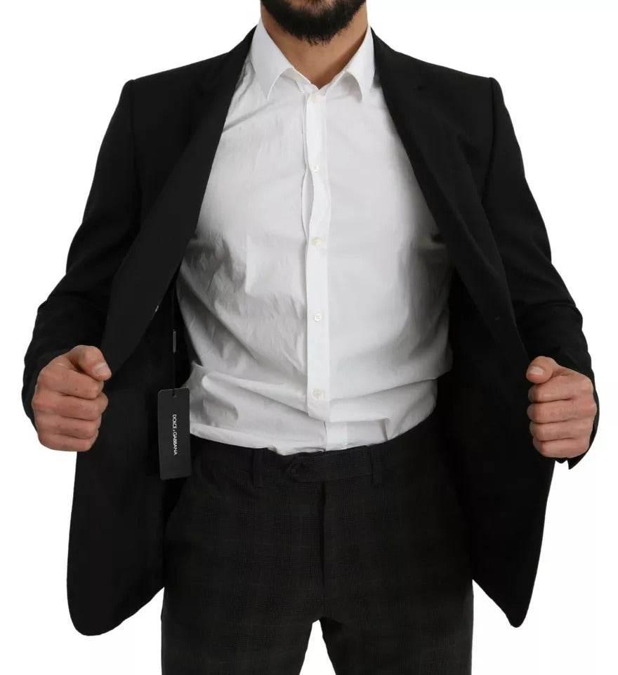 Dolce & Gabbana Black Wool Slim Fit Notch Jacket Blazer - Hilstor