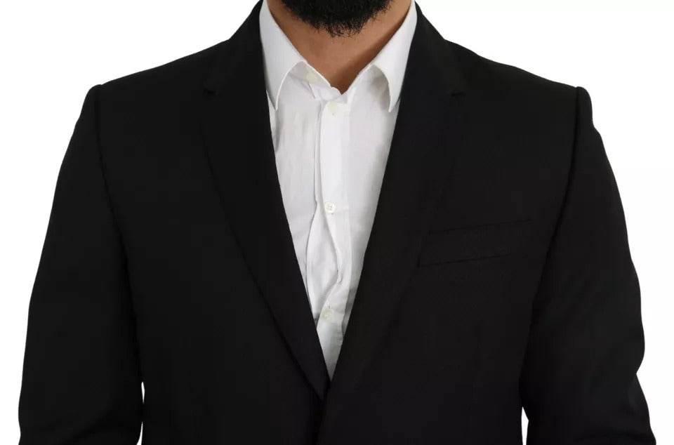Dolce & Gabbana Black Wool Slim Fit Notch Jacket Blazer - Hilstor