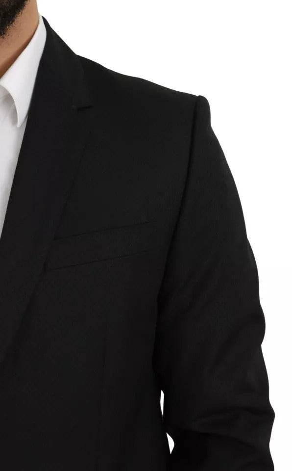 Dolce & Gabbana Black Wool Slim Fit Notch Jacket Blazer - Hilstor