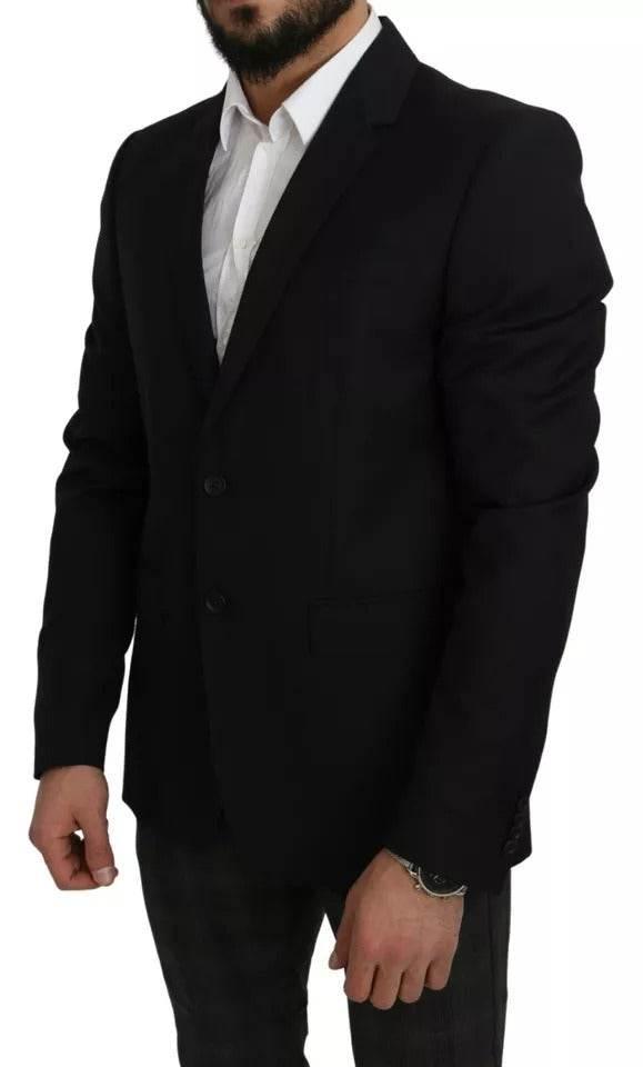 Dolce & Gabbana Black Wool Slim Fit Notch Jacket Blazer - Hilstor