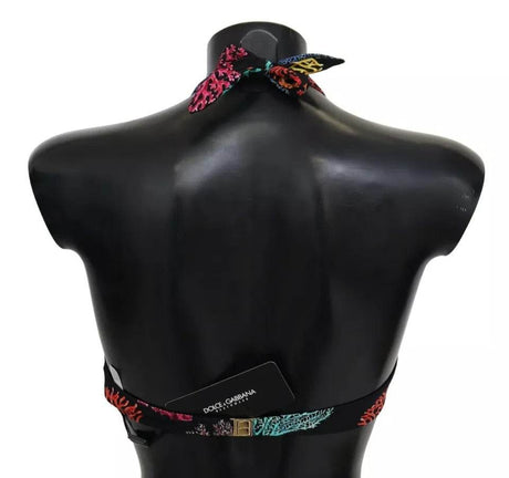 Dolce & Gabbana Black Corals Print Swimsuit Beachwear Bikini Top - Hilstor
