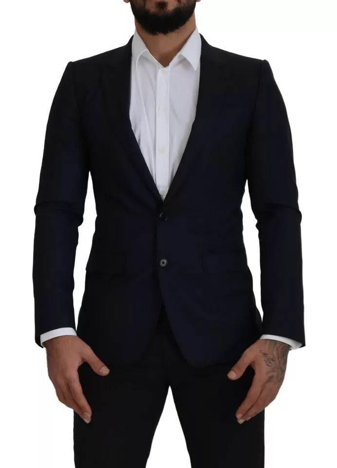 Dolce & Gabbana Blue Wool Single Breasted Coat Men Blazer - Hilstor