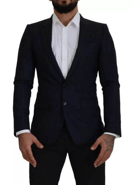 Dolce & Gabbana Blue Wool Single Breasted Coat Men Blazer - Hilstor