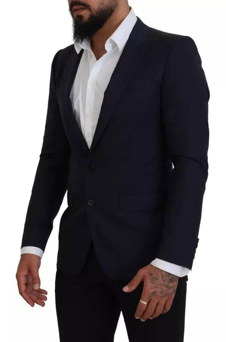 Dolce & Gabbana Blue Wool Slim Fit Formal Coat Men Blazer - Hilstor