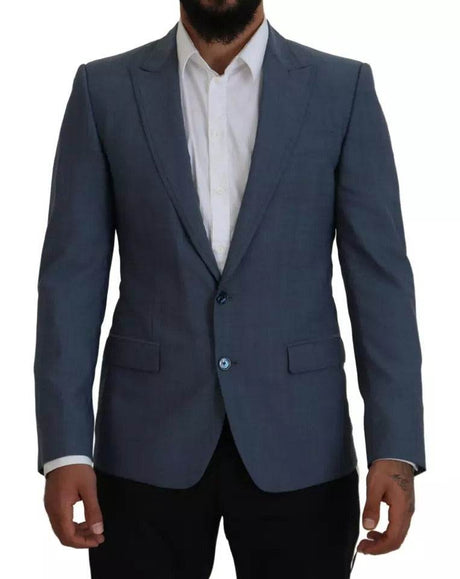 Dolce & Gabbana Blue Wool Stretch Slim Fit Jacket Blazer - Hilstor