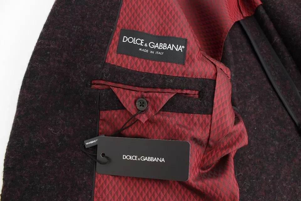 Dolce & Gabbana Bordeaux Alpaca Two Button Jacket Blazer - Hilstor