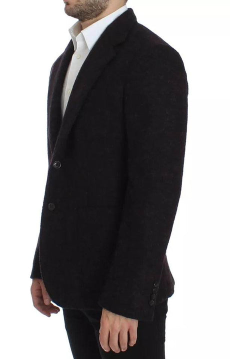 Dolce & Gabbana Bordeaux Alpaca Two Button Jacket Blazer - Hilstor
