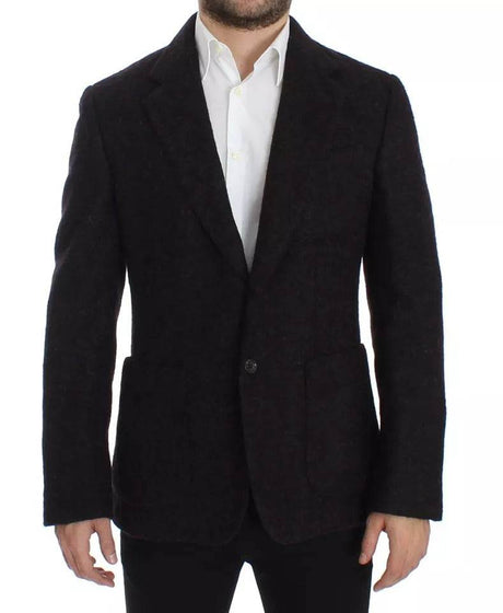 Dolce & Gabbana Bordeaux Alpaca Two Button Jacket Blazer - Hilstor