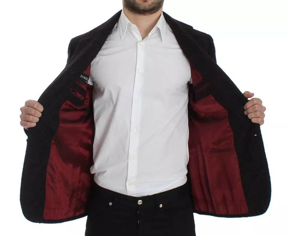 Dolce & Gabbana Bordeaux Alpaca Two Button Jacket Blazer - Hilstor