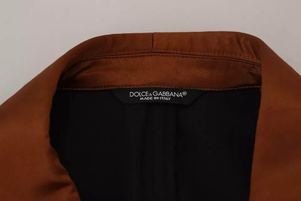 Dolce & Gabbana Bronze Monkey Print Silk Slim Jacket Blazer - Hilstor