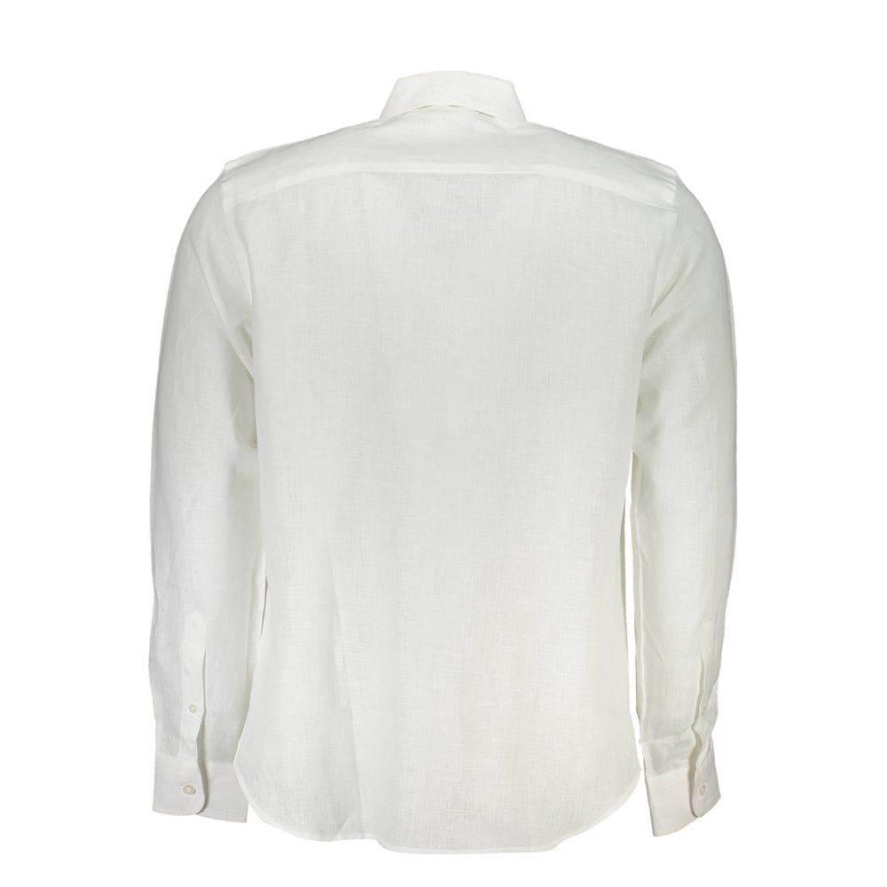 North Sails Elegant White Linen Long-Sleeved Shirt - Hilstor
