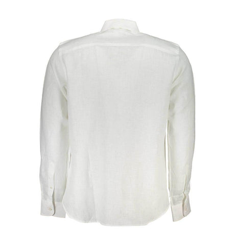 North Sails Elegant White Linen Long-Sleeved Shirt - Hilstor