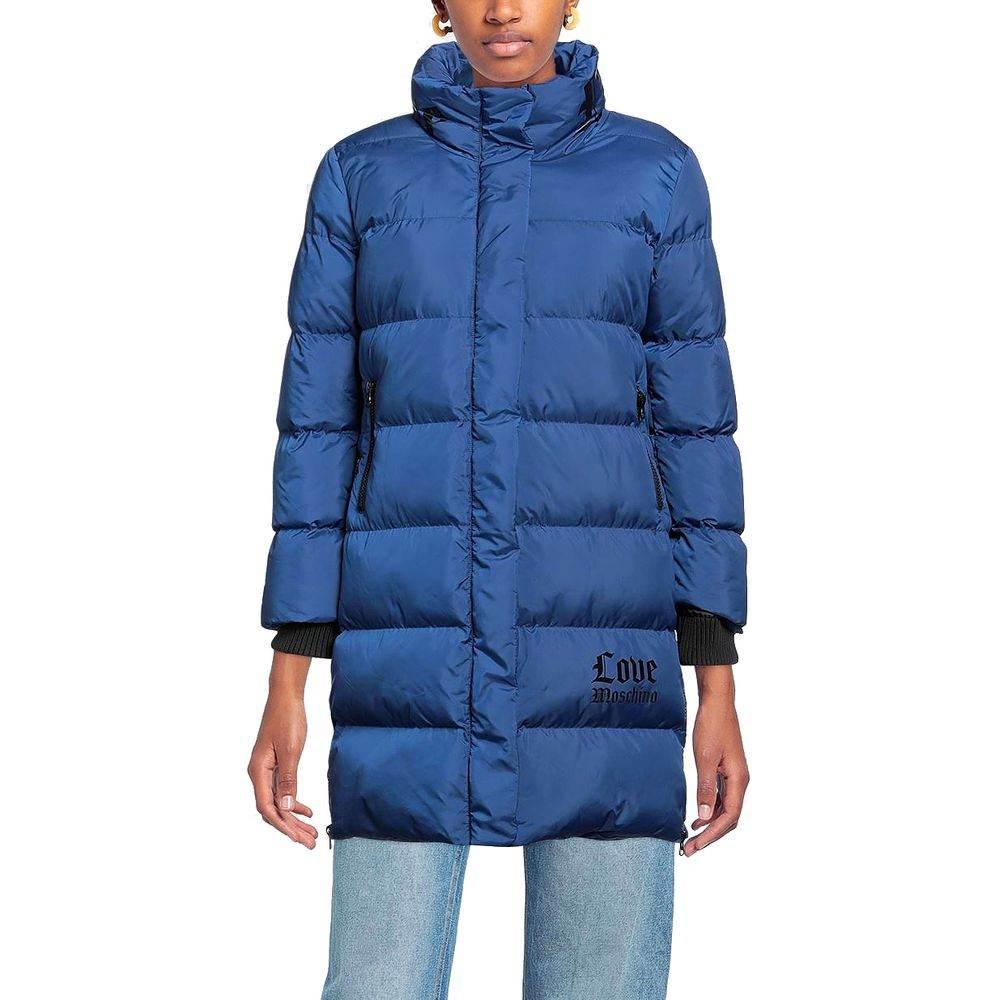 Love Moschino Chic Long Down Jacket with Logo Detail - Hilstor