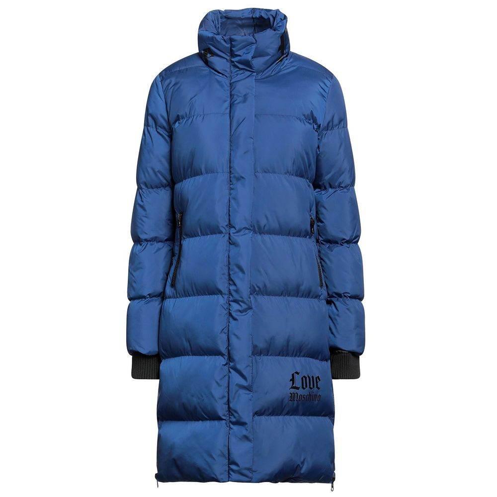 Love Moschino Chic Long Down Jacket with Logo Detail - Hilstor